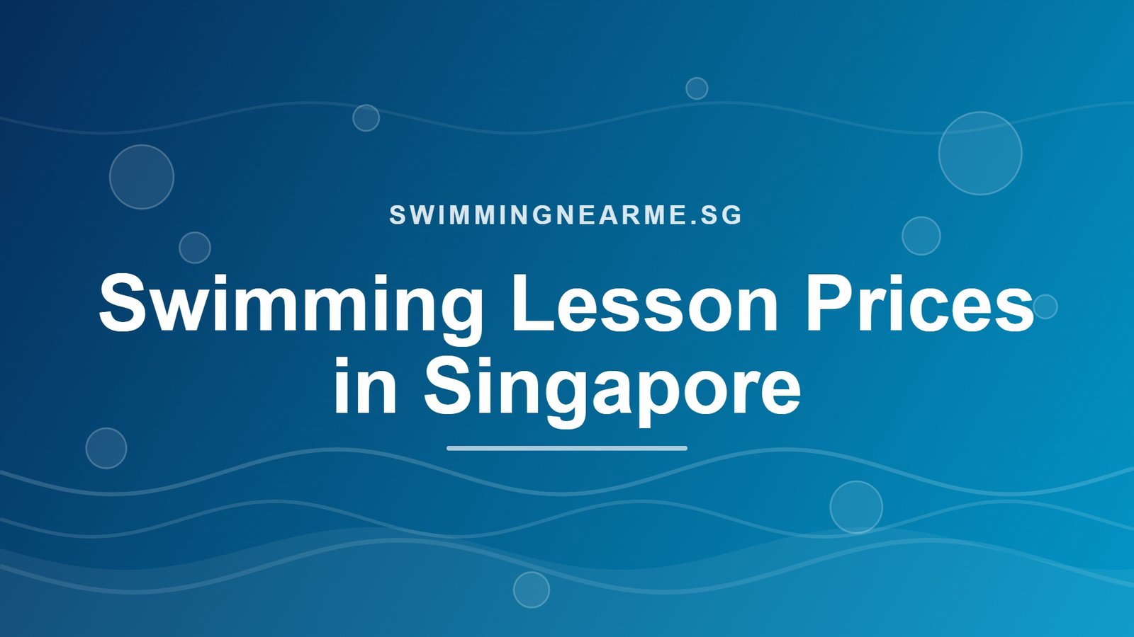 Blue pool-themed graphic showing swimming lesson prices in Singapore